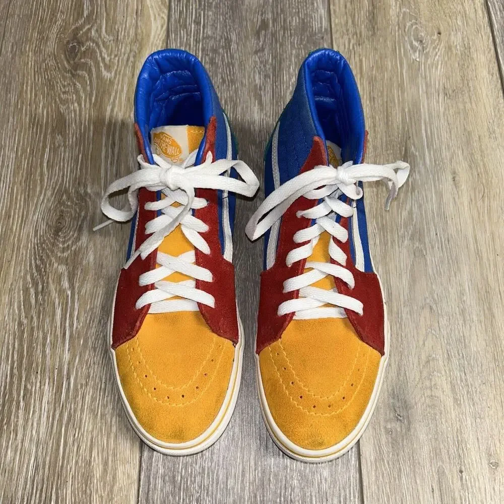 Vans Sk8-Hi Pro Classics Red Yellow Blue Green Suede Skate Shoes Youth US Size 5